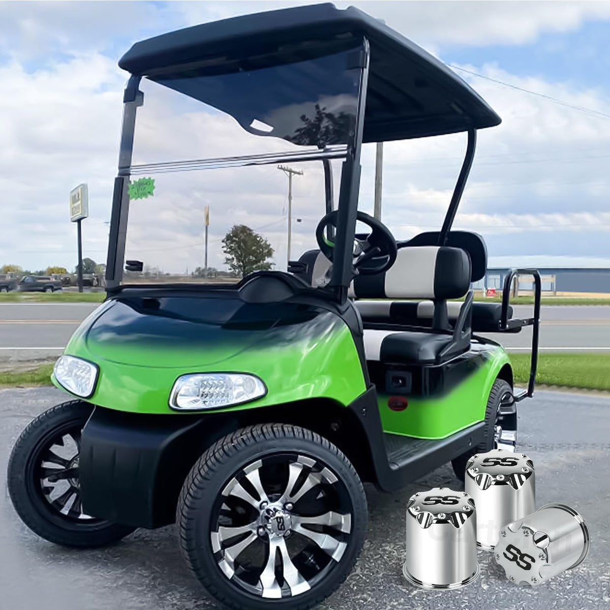 CartClan wheel caps with chrome steel finish create a cohesive, premium look during outings and club events.