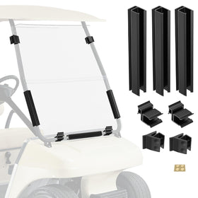 CartClan windshield clips kit front view for Club Car DS; secure fit.