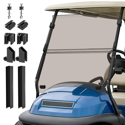 CartClan golf cart windshield folding design for easy storage and airflow.
