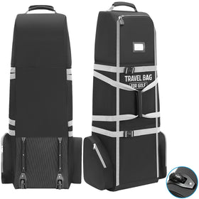 CartClan golf travel bag with wheels rolling through an airport for easy transport