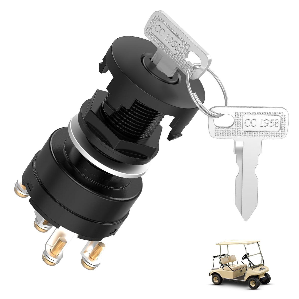 CartClan ignition key switch for Club Car DS 1996-up improves security and reliability