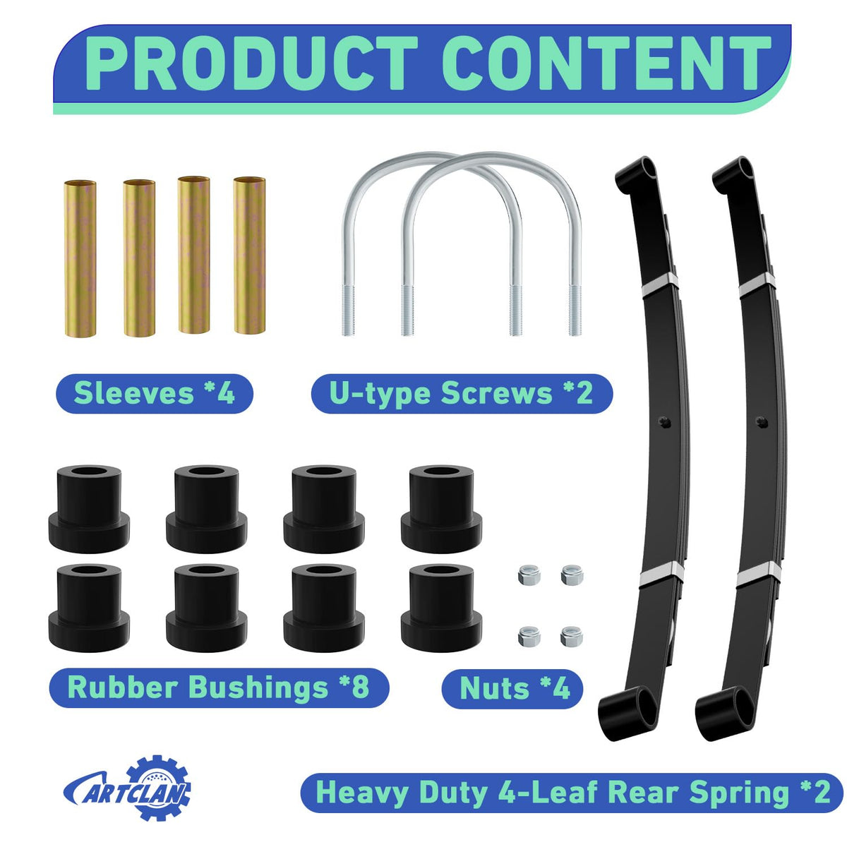 CartClan four-leaf spring components package for easy installation