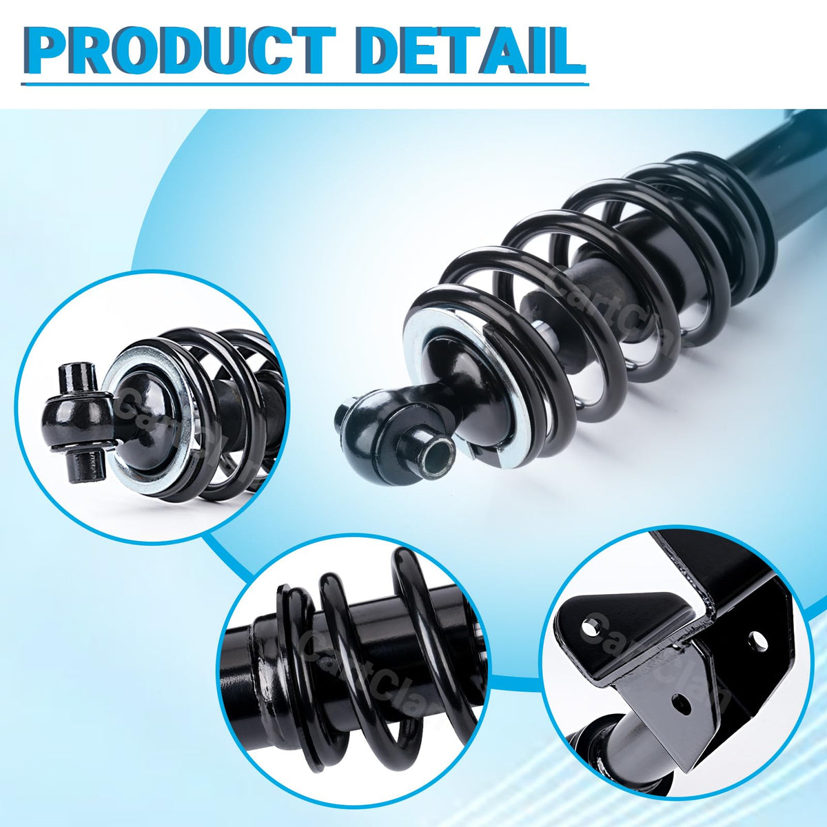 CartClan OEM JW2-F3390-00-00 front shock boosts ride comfort on rough terrain.