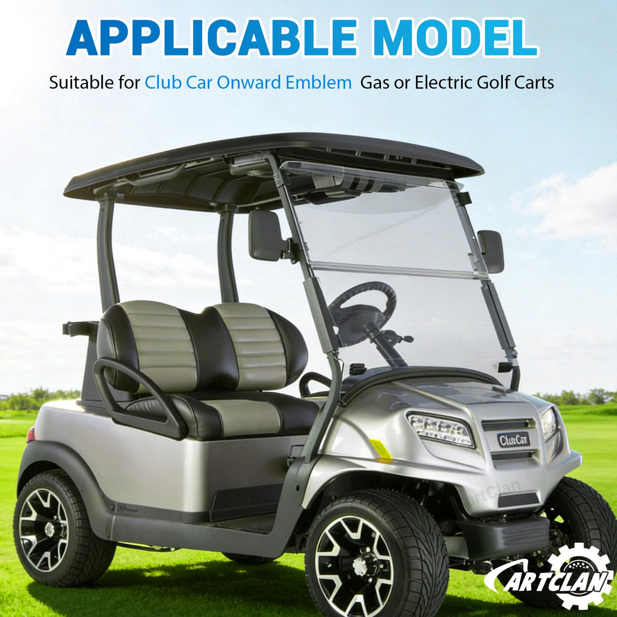 CartClan name plate installation on Club Car Onward simplifies upgrading.