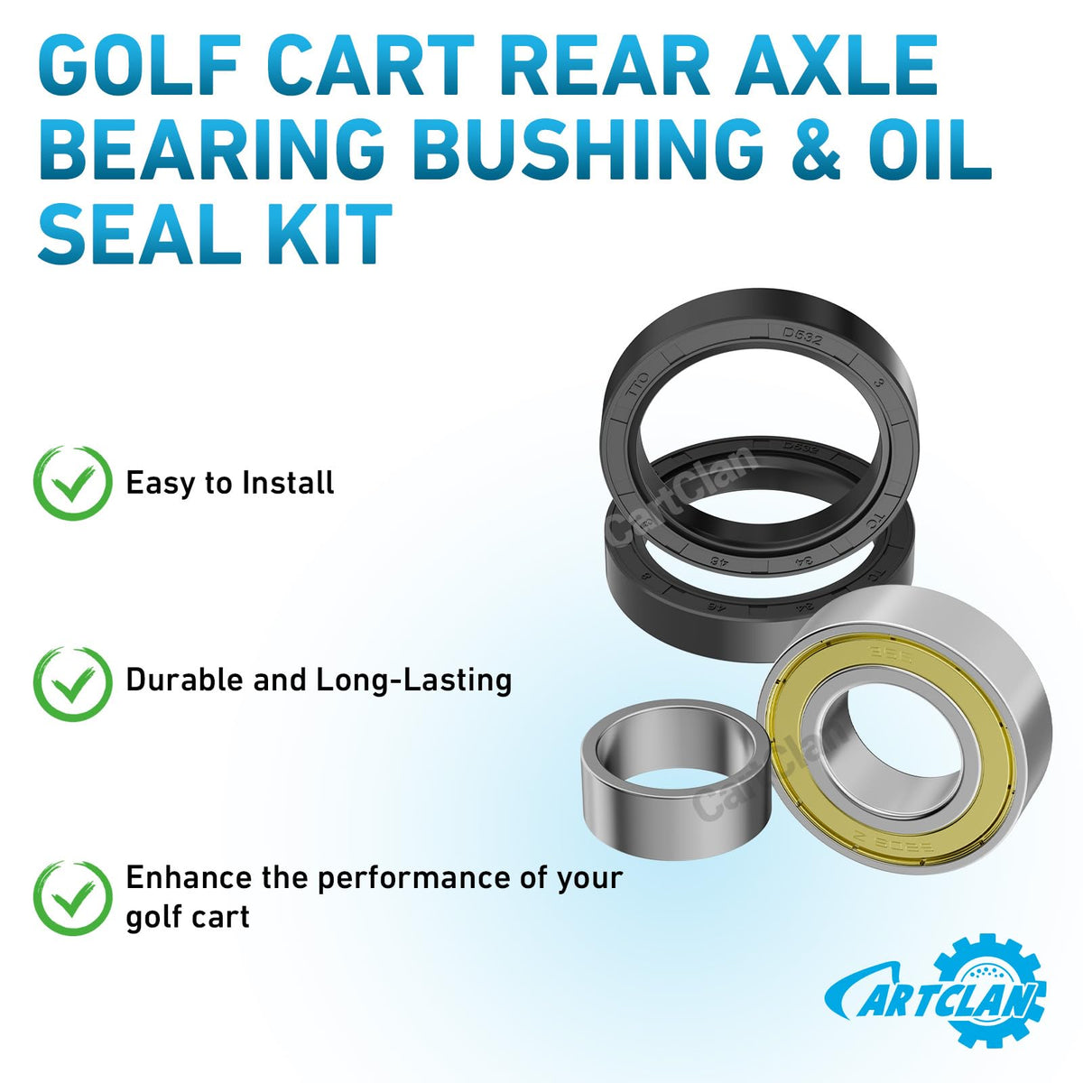CartClan outer rear axle bearing 6205ZZ close-up supports smooth rotation.