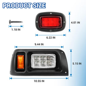 CartClan kit contents include headlights, taillights, harness, and screws for easy install.