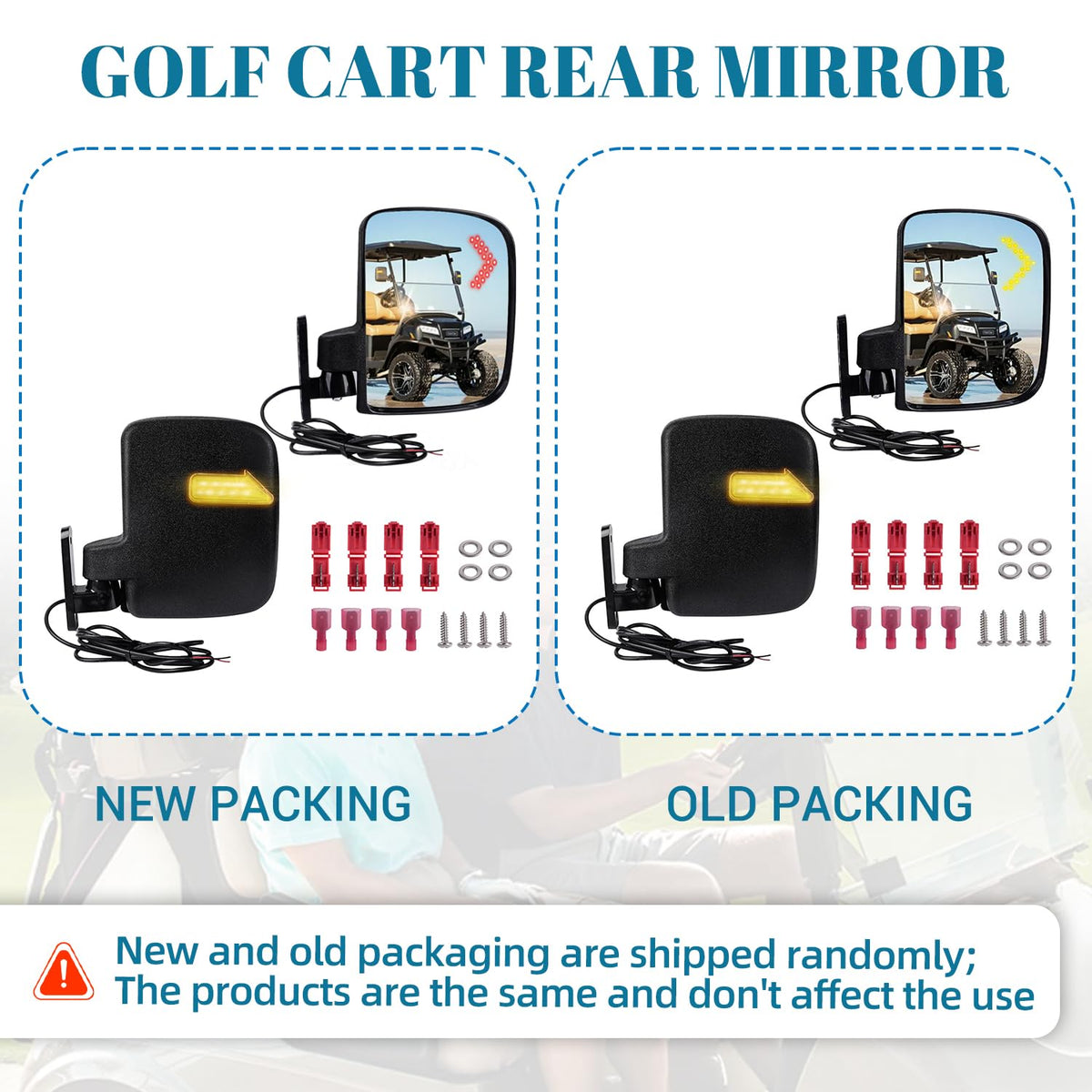 CartClan passenger-side mirror provides quick rear checks on trips