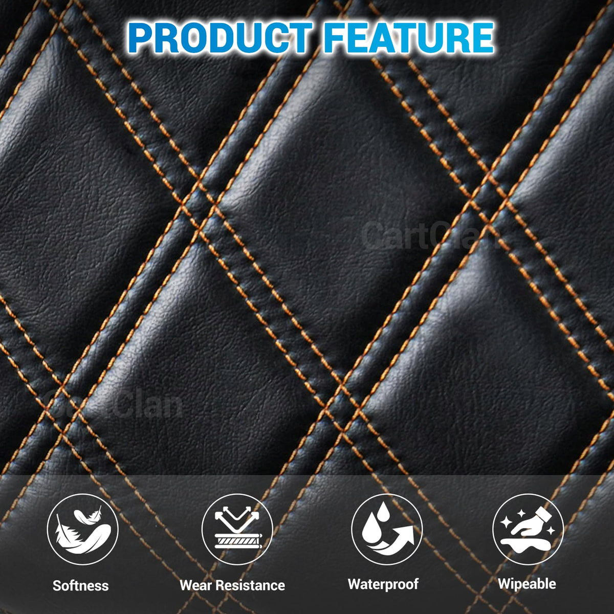 CartClan PVC leather seat cover material offers wear resistance and easy care.