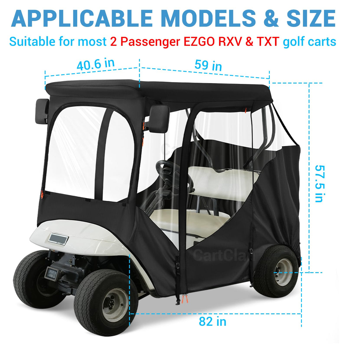CartClan PVC windows provide clear sight lines for safer driving.