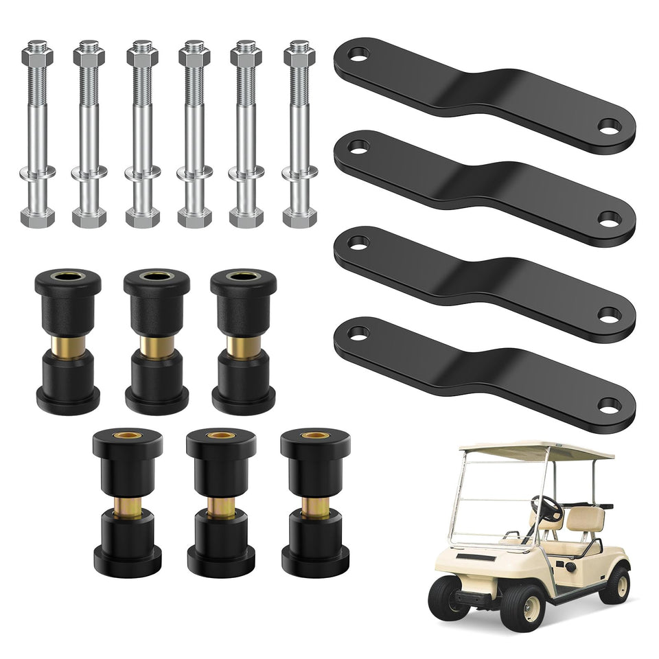 CartClan rear leaf spring bushing kit demonstrates rugged polyurethane reliability for smoother, steadier golf cart rides.