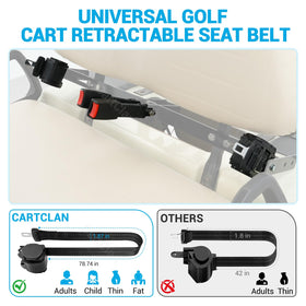 CartClan seat belt buckles ready for quick, secure fastening on your golf cart.