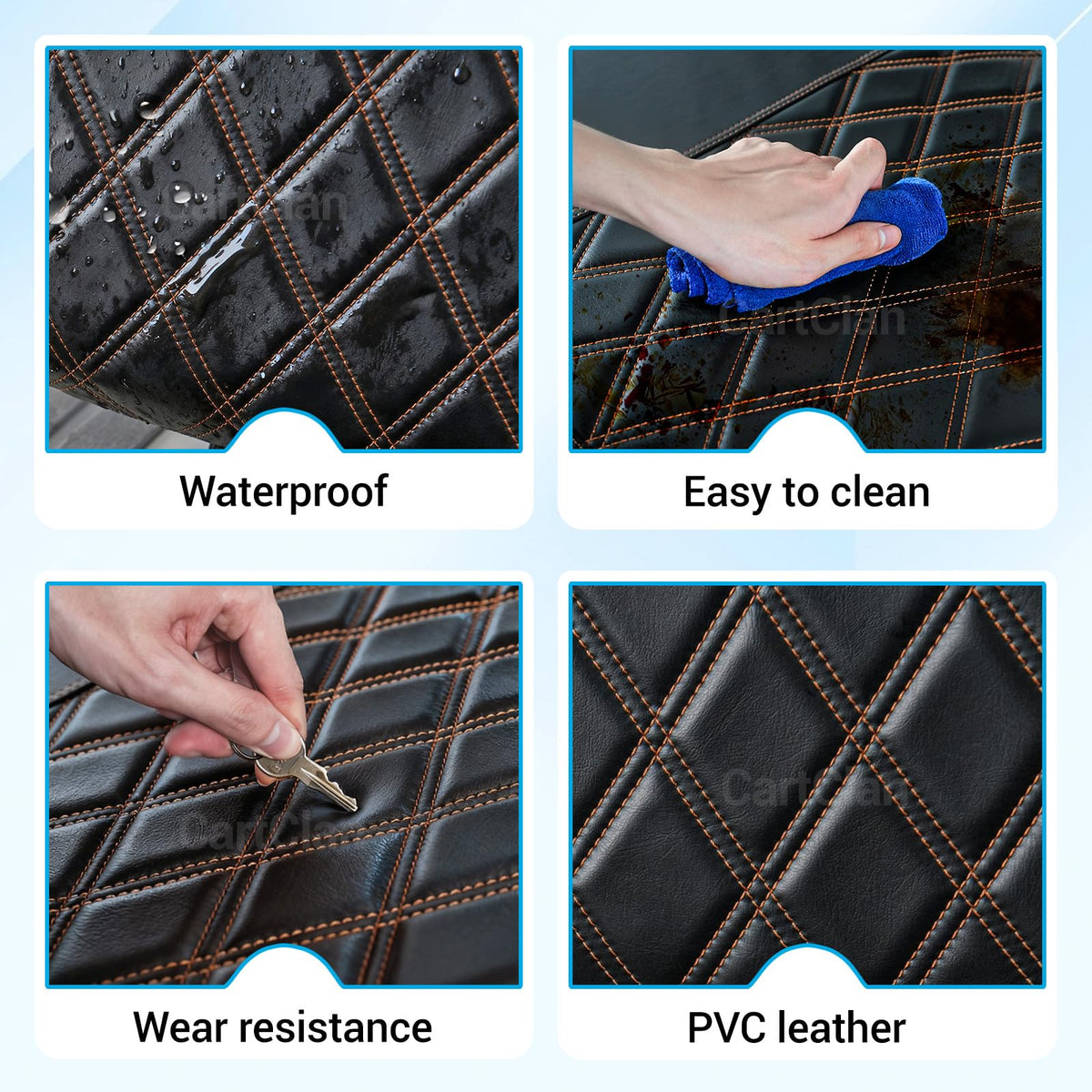 CartClan seat covers wipe-clean surface after rides.