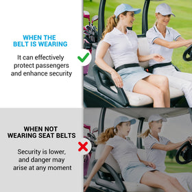 CartClan seatbelt helps secure passengers on rough roads and curves.