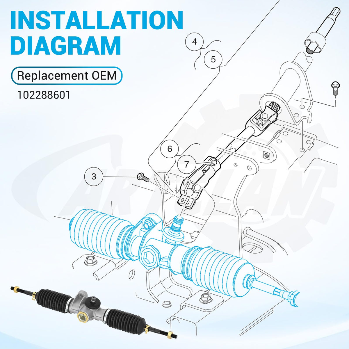 CartClan steering gear box 102288601 serves as a direct replacement option