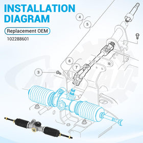 CartClan steering gear box 102288601 serves as a direct replacement option