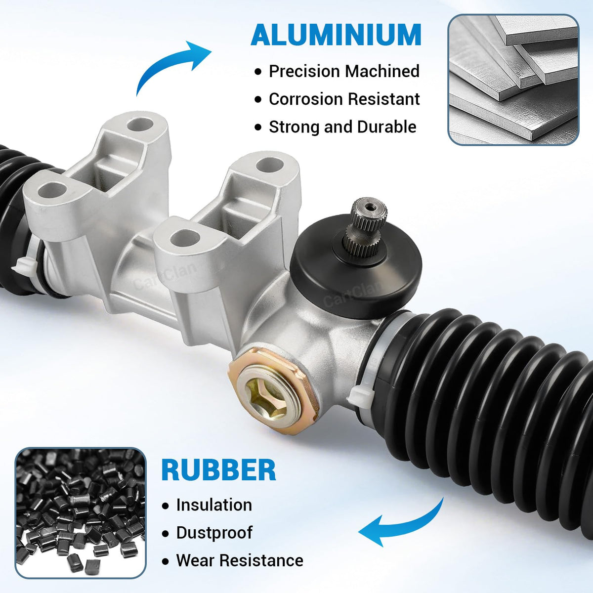 CartClan steering gear box with ball joint highlighting smooth operation and durability.