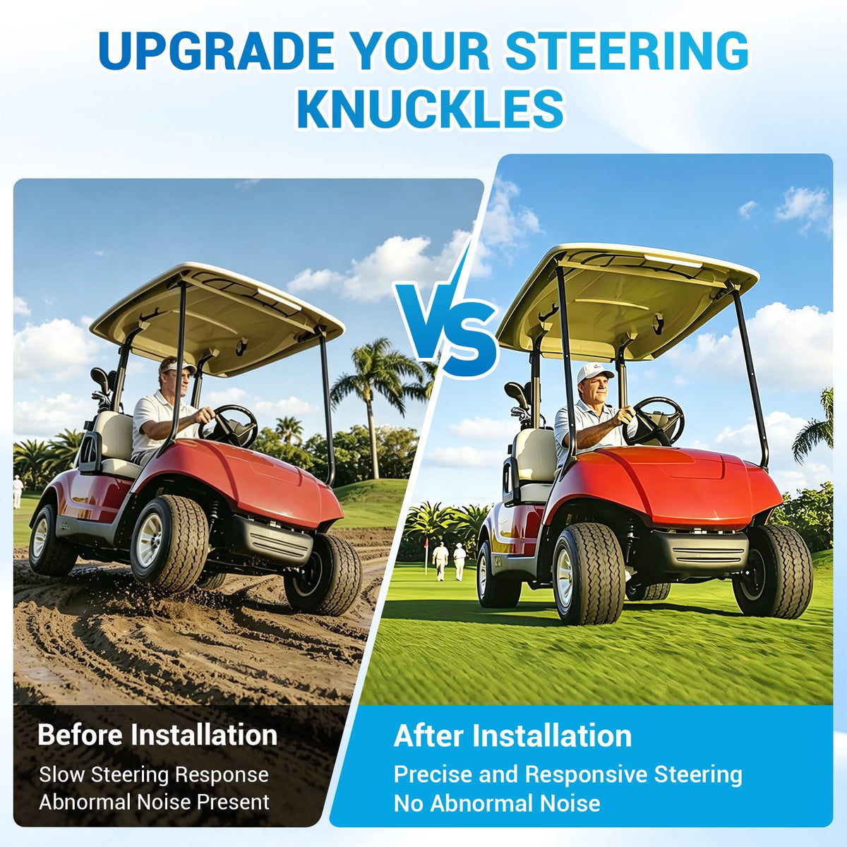 CartClan steering knuckles package content shows both driver and passenger knuckles.