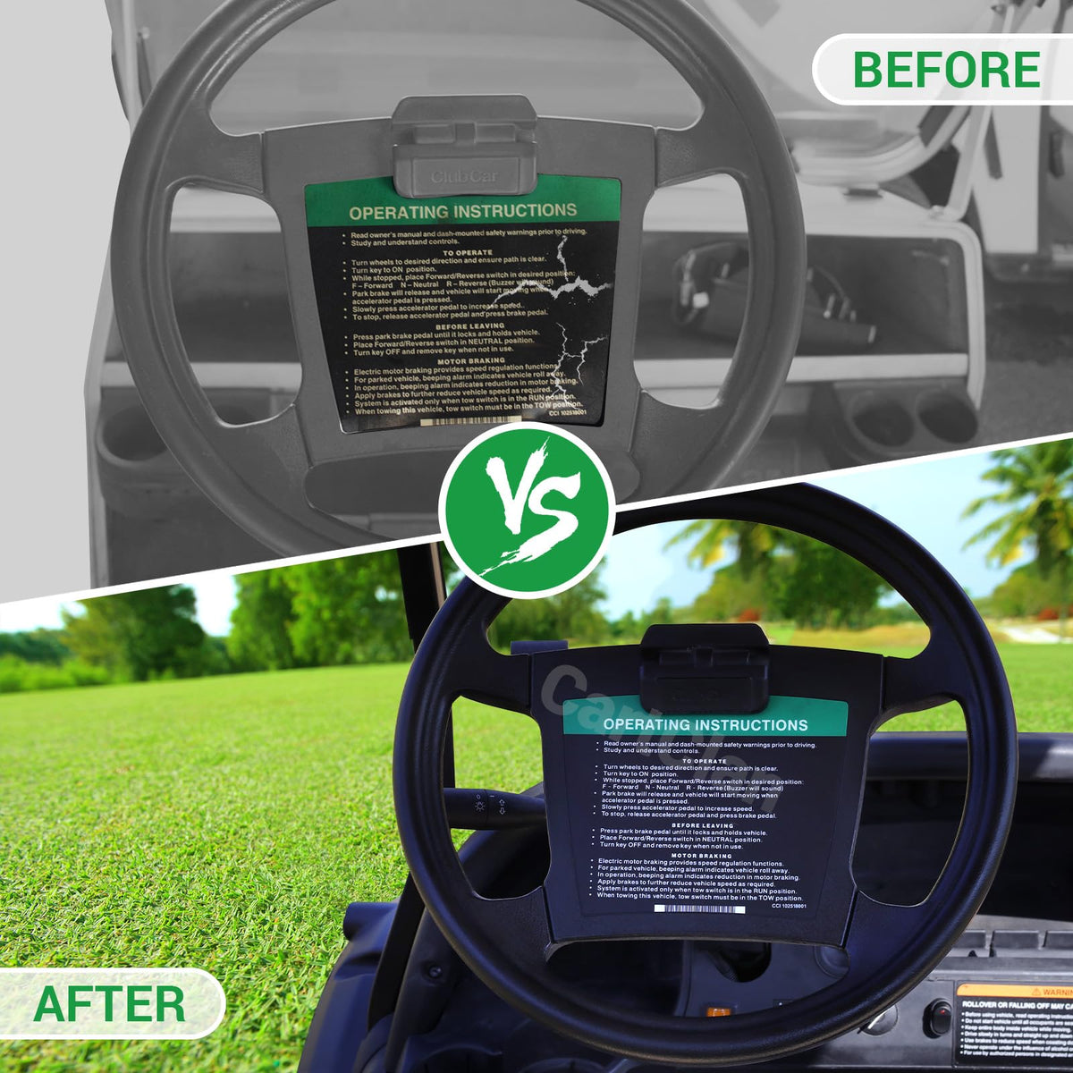 CartClan steering wheel sticker for Club Car DS 2012 and up with durable finish