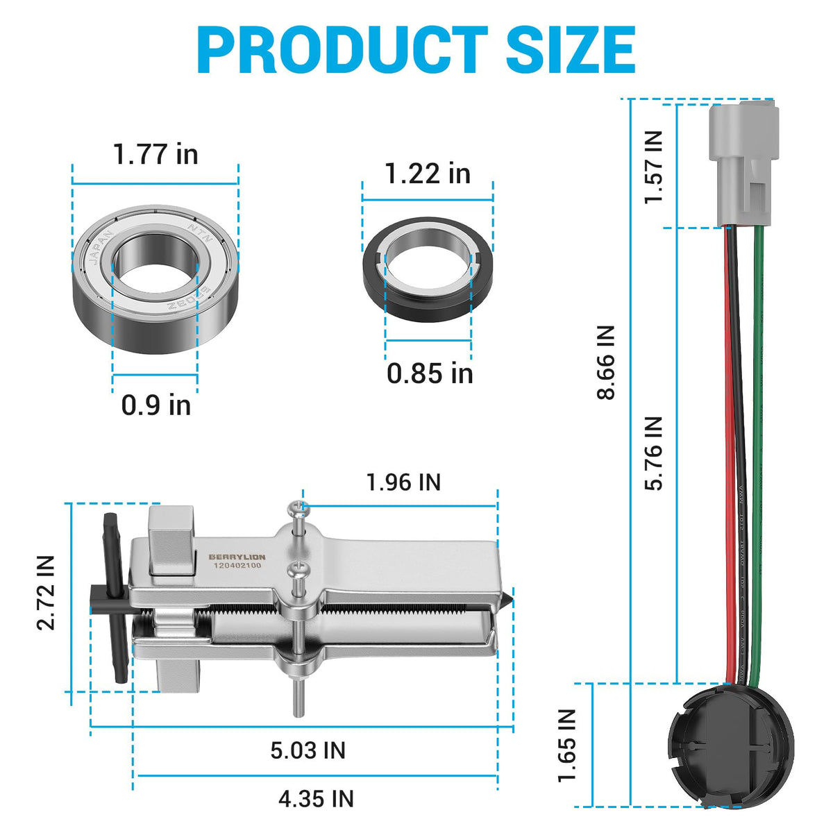 Two-jaw puller tool included for easy maintenance.
