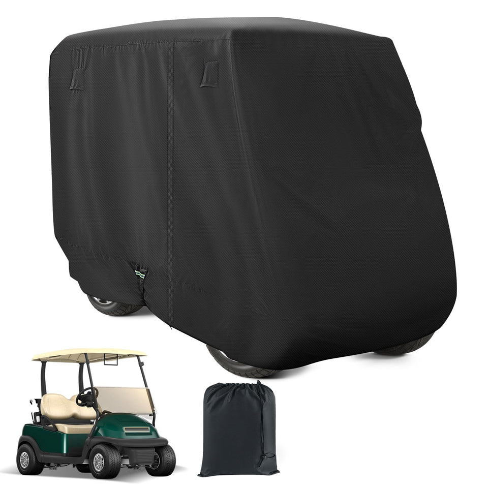 CartClan universal golf cart cover 620D keeps your cart dry and protected.