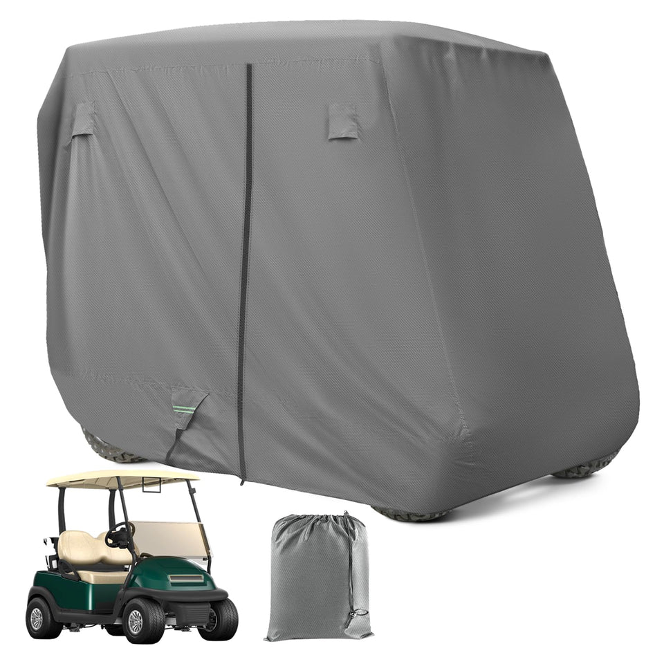 CartClan universal golf cart cover windproof design protects carts from strong winds.