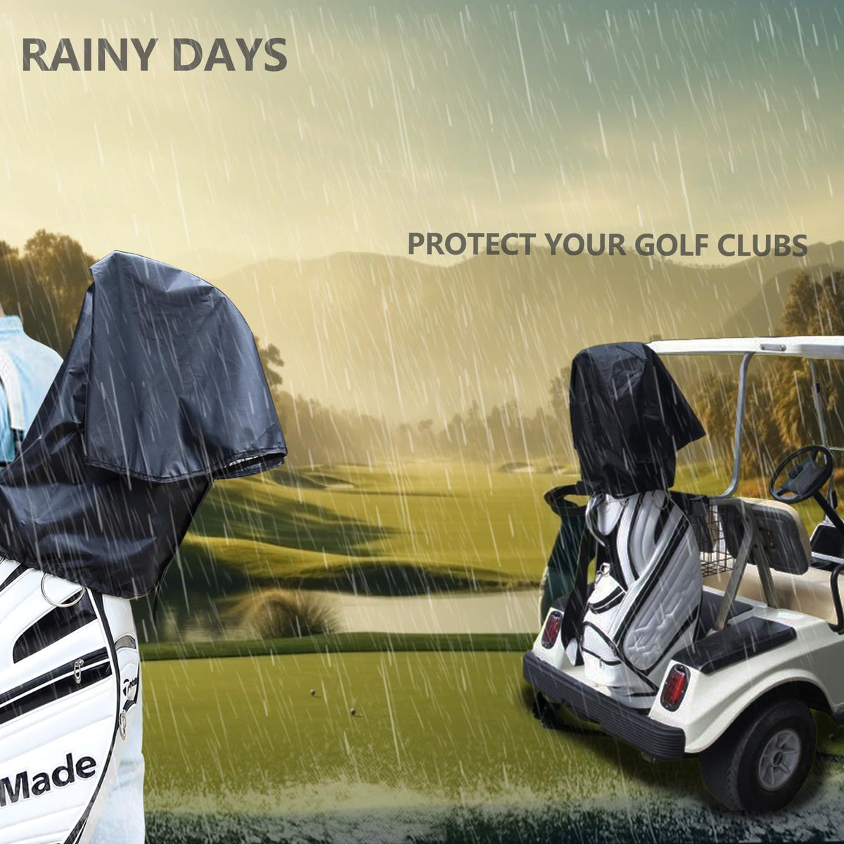 CartClan waterproof golf cover close-up highlights durable rip-stop nylon.