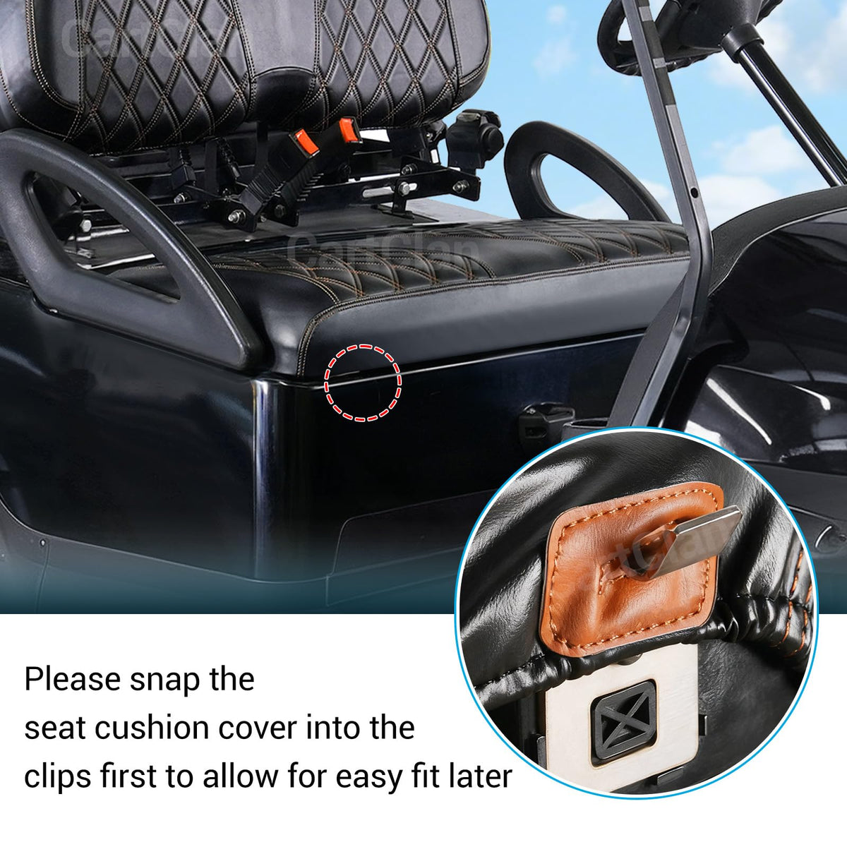 CartClan waterproof seat covers protect from spills during golf outings.