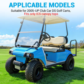 CartClan windshield clips kit side profile; easy canopy upgrade.