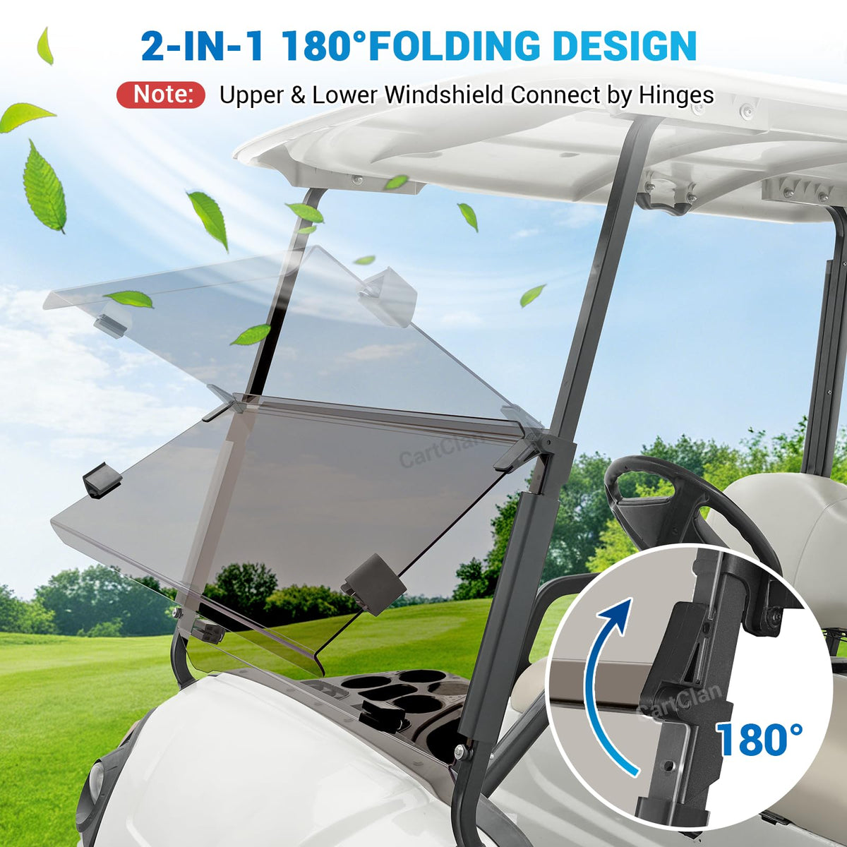 CartClan PC material windshield shows durability and clear view on Yamaha G29