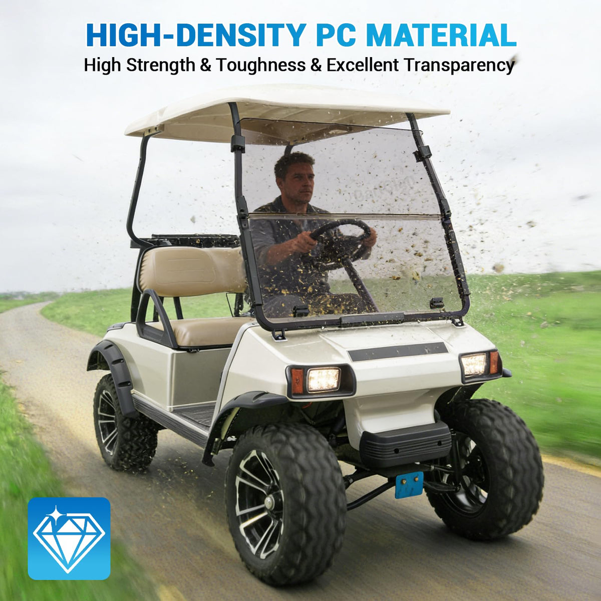 CartClan UV and wind protection keeps you shielded from sun and rain