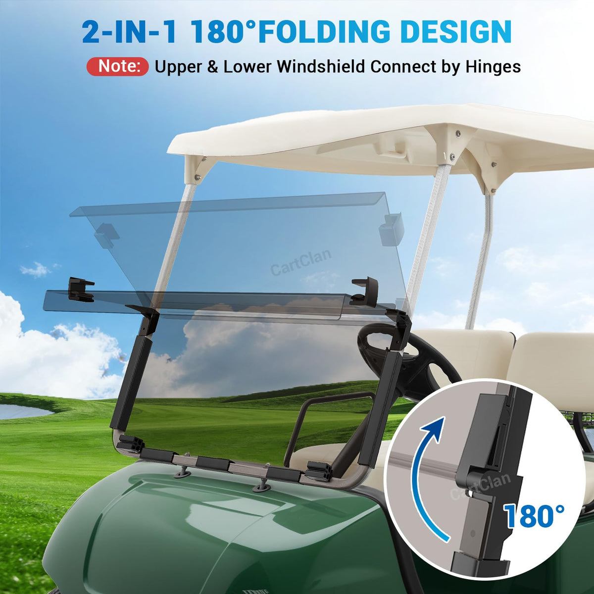 CartClan high-density PC windshield offers durability and weather protection for rides
