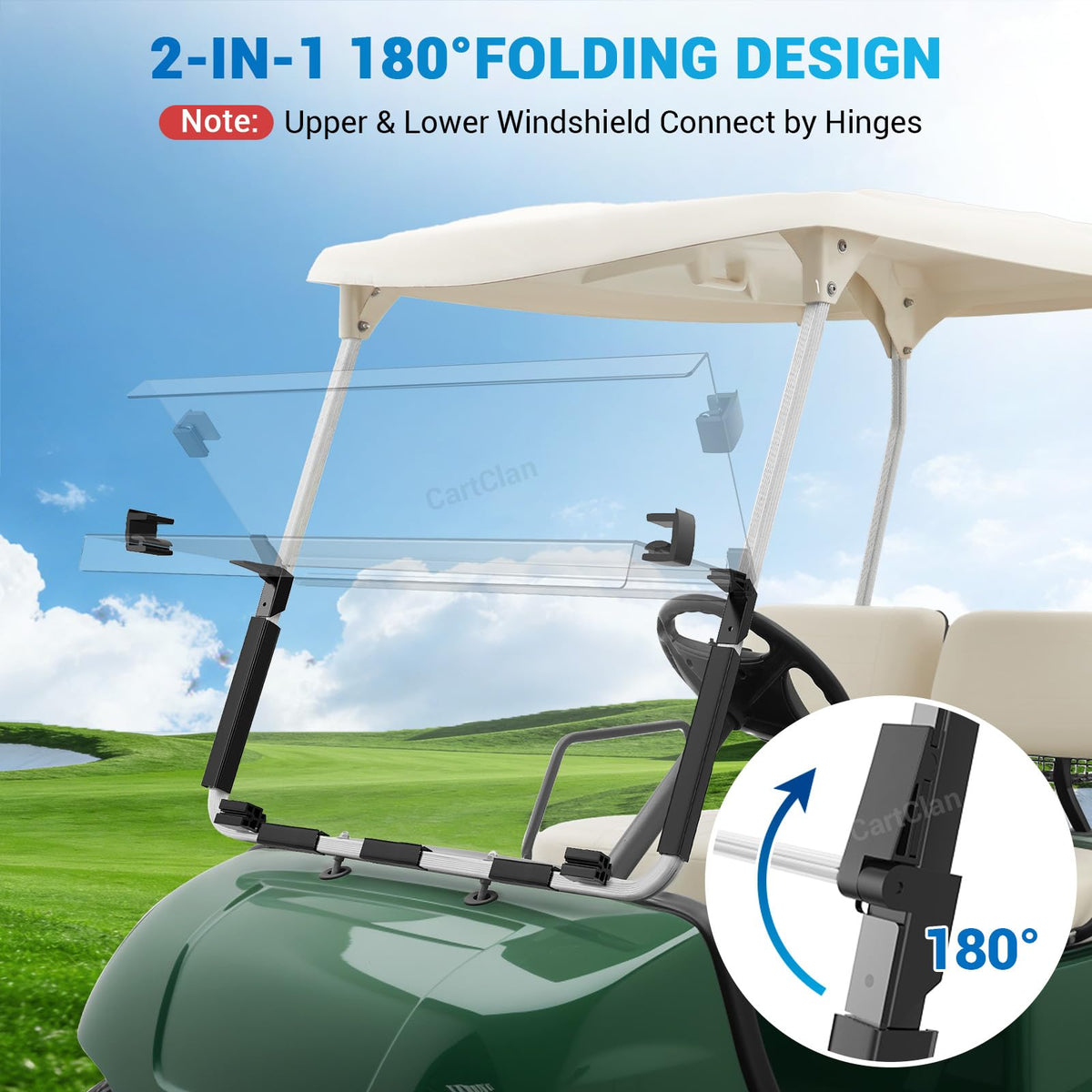 CartClan windshields offer UV protection and reliable wind shielding.