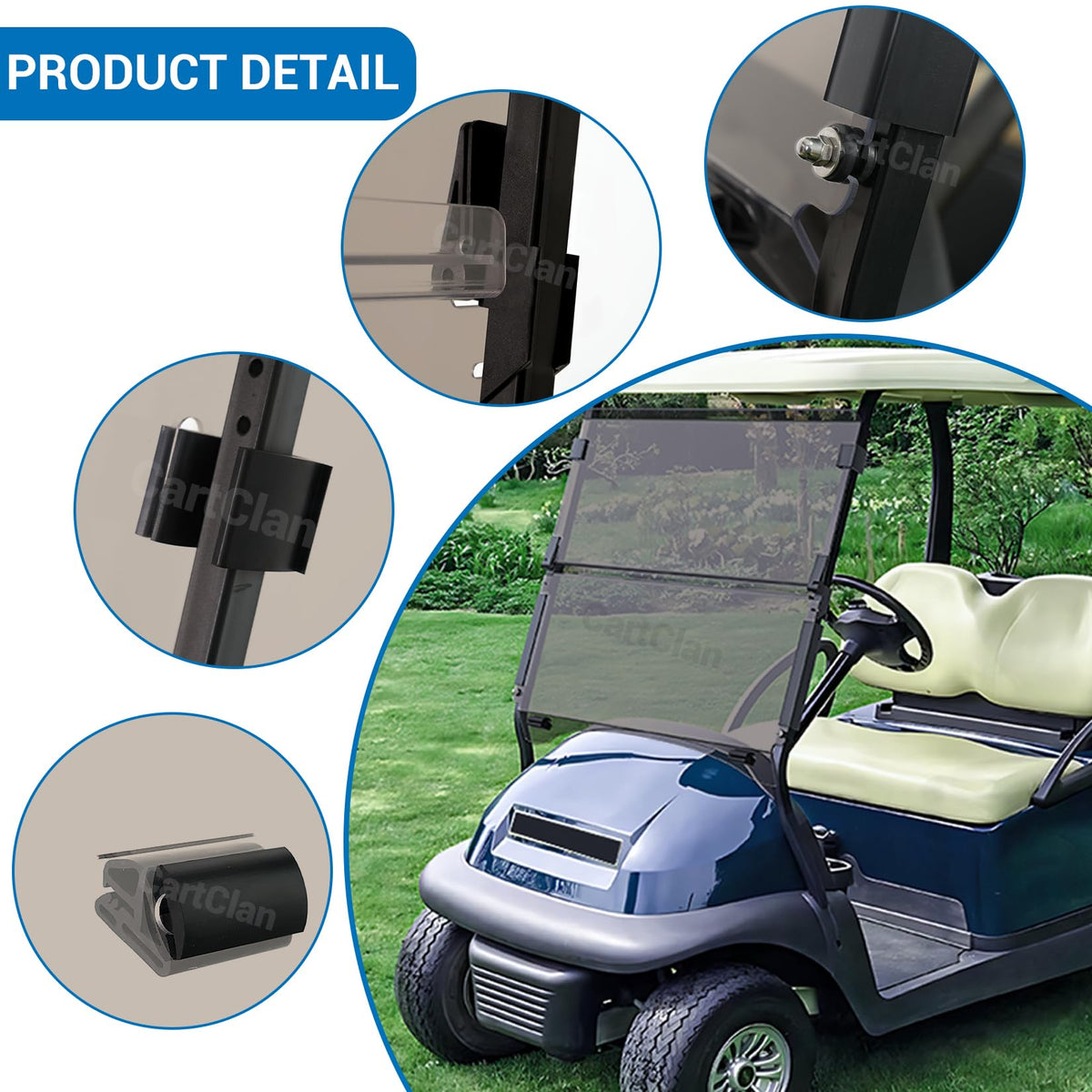 CartClan windshield UV protection ideal for sunny golf course days