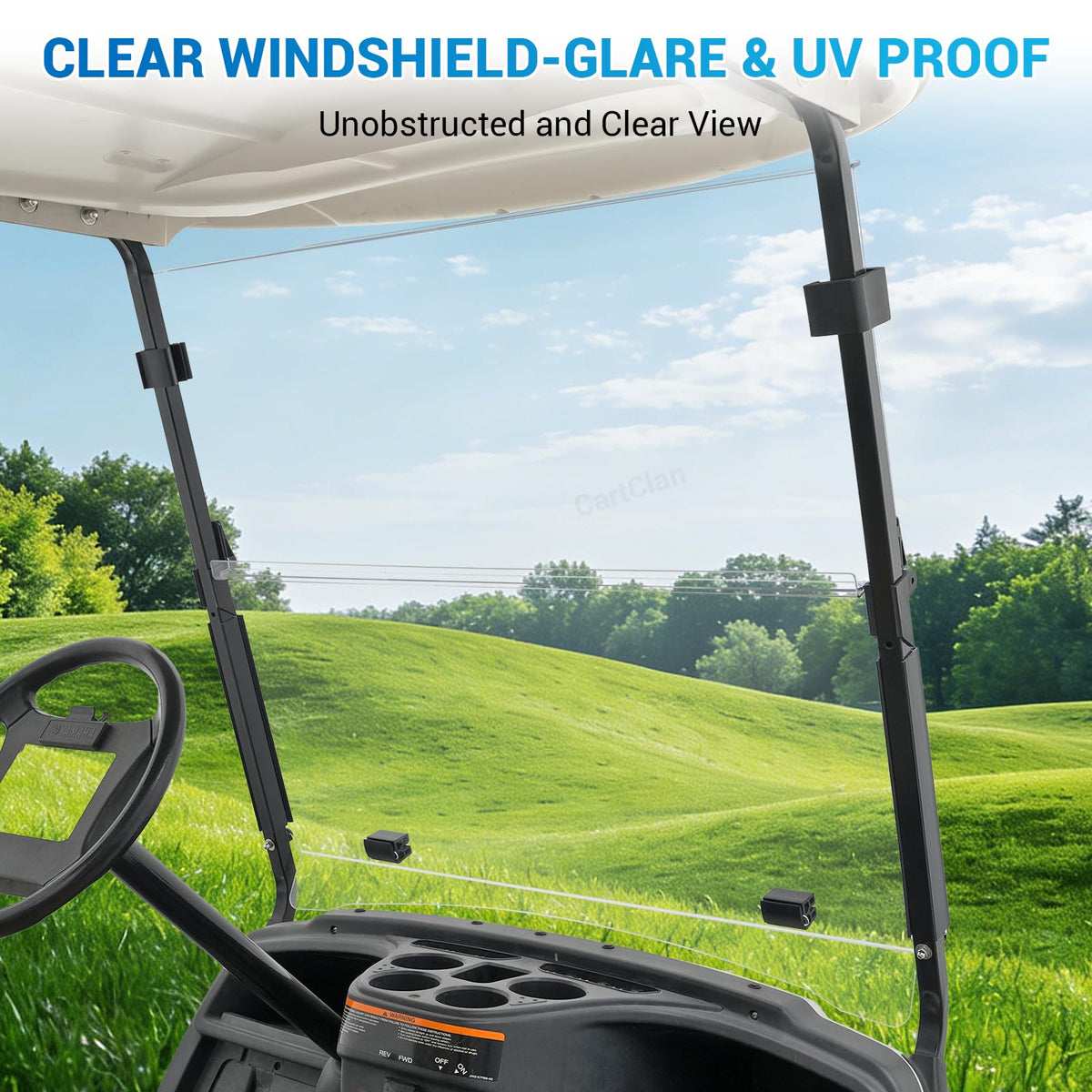 CartClan Yamaha G29 windshield extended for rain and wind protection