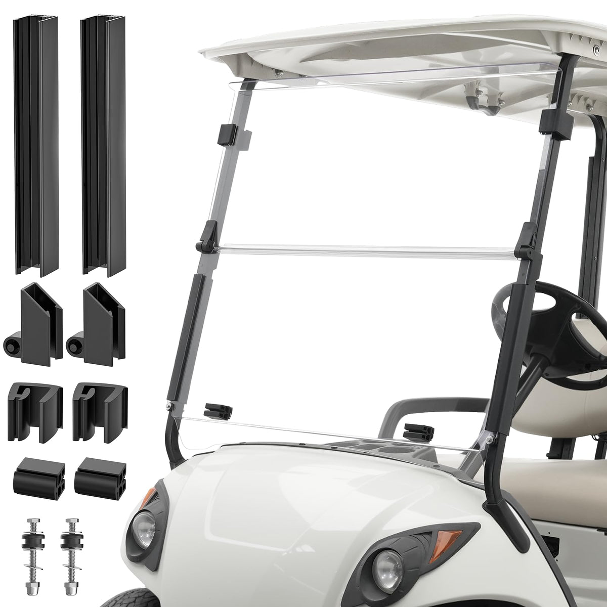 CartClan Yamaha G29 windshield folded for summer airflow