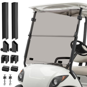 CartClan Yamaha G29 windshield with folding hinges for quick airflow and shade during rides