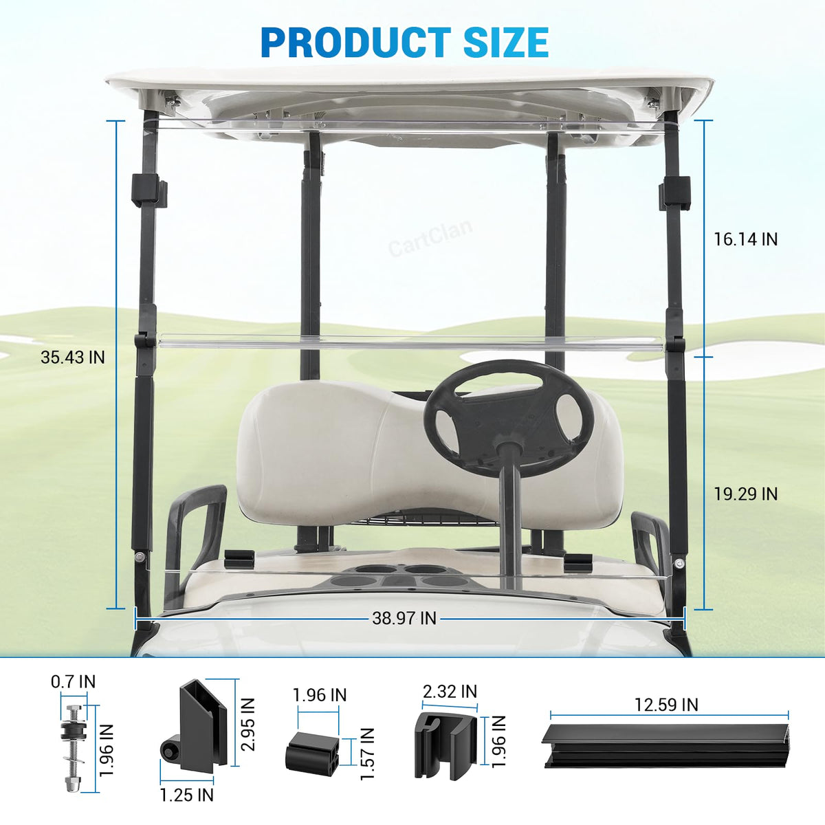 CartClan Yamaha G29 windshield made with high-density PC material for durability