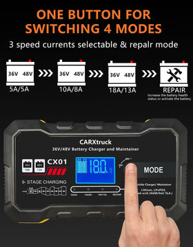 CARXtruck automatic trickle mode ensures safe maintenance after charging.