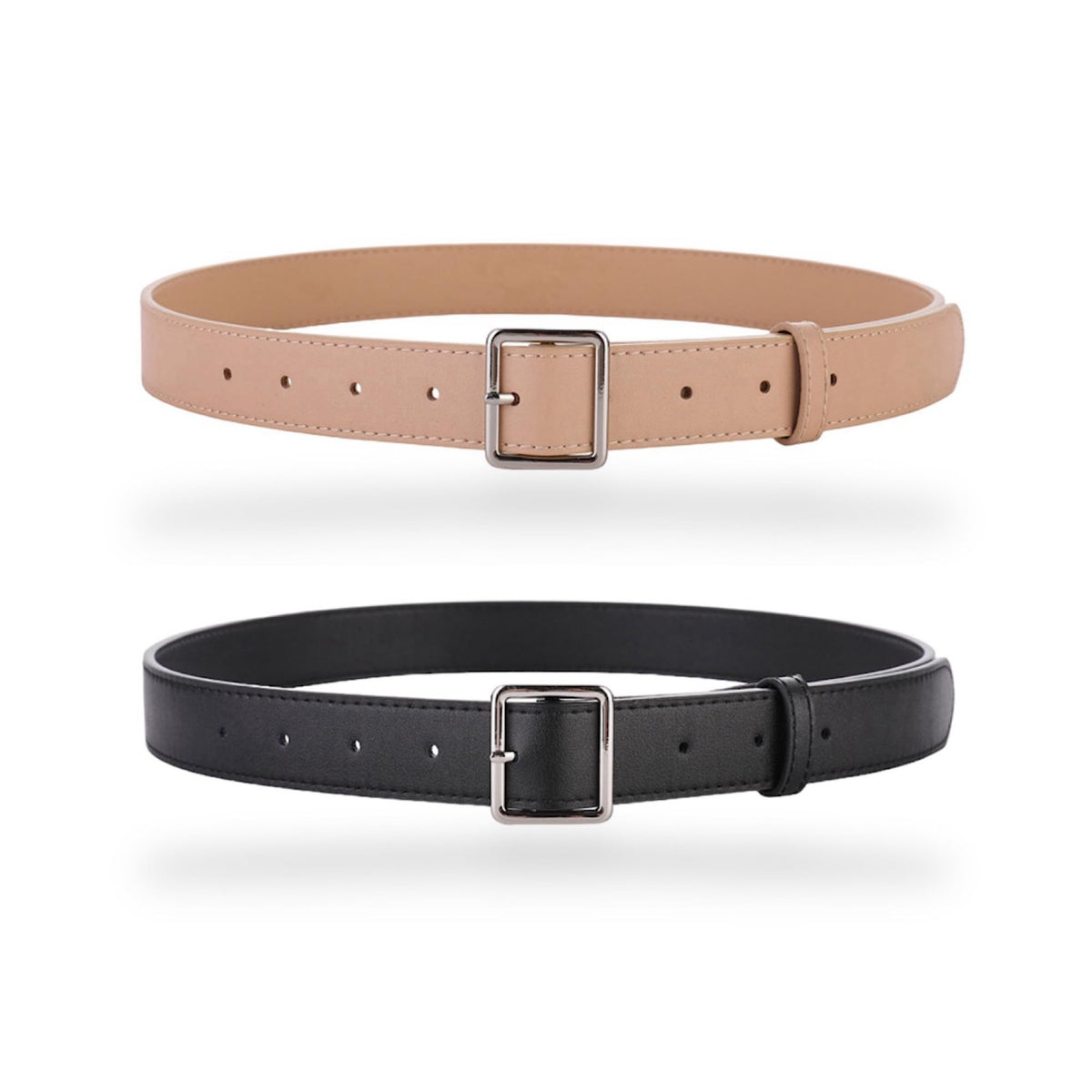 Gift-ready CaserBay belt set in black and nude packaging.