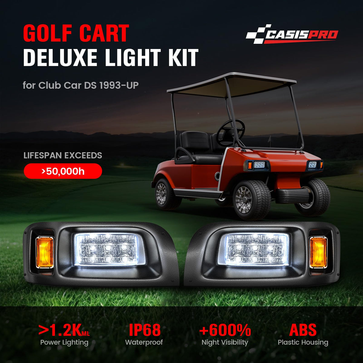 CASISPRO 12V Deluxe left taillight for Club Car DS, enhances rear visibility