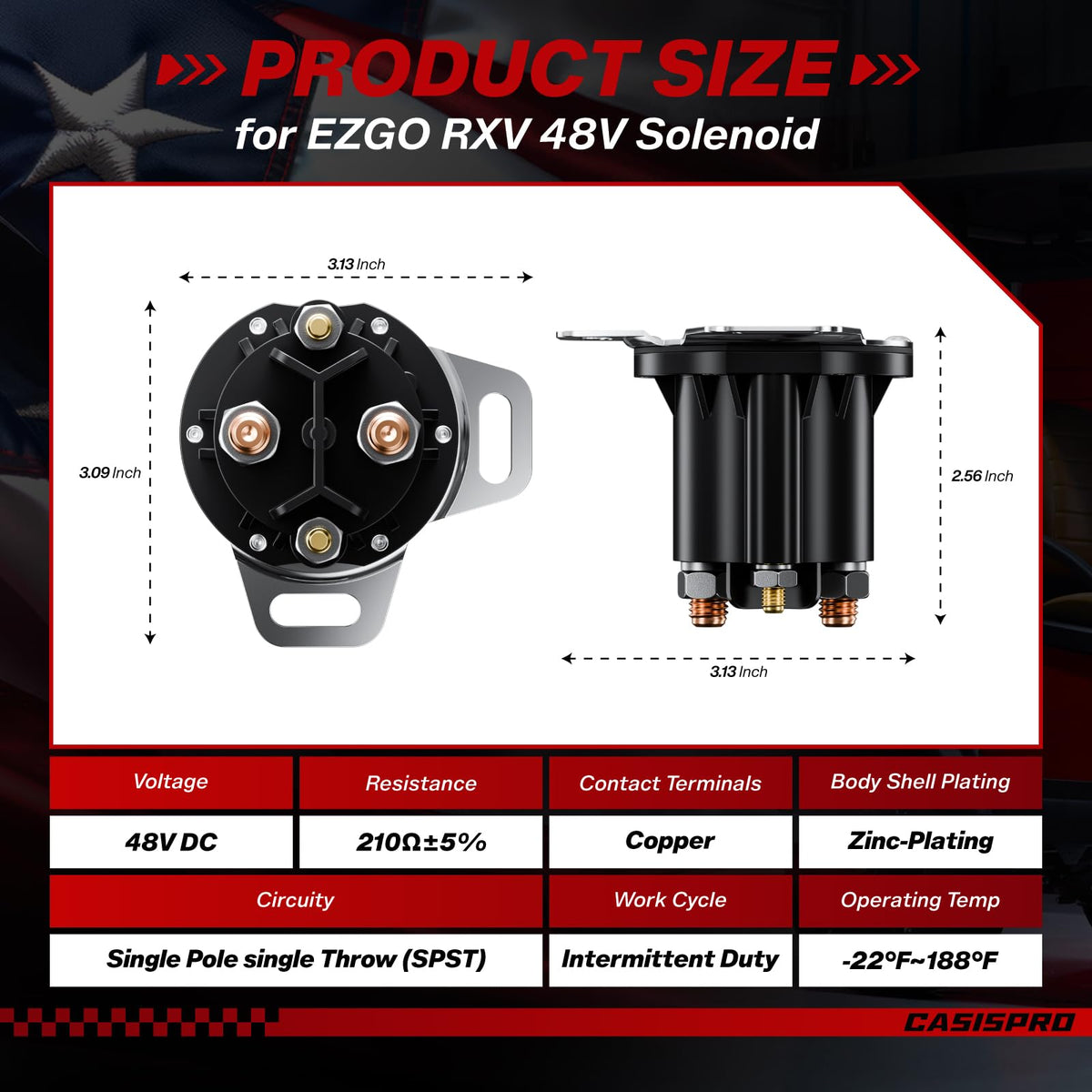 CASISPRO EZGO RXV solenoid - rear view for under-dash installation
