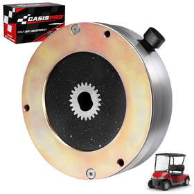 CASISPRO EZGO RXV brake motor assembly shows rugged metal for reliable stopping power.