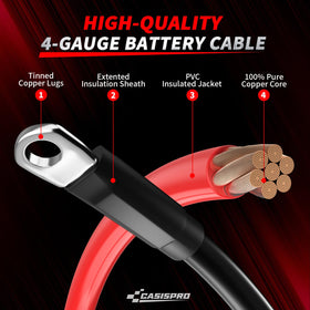 Casispro golf cart main red 26in cable for EZGO TXT with secure connections.
