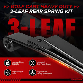 CASISPRO heavy-duty rear 3-leaf spring right for Club Car, improves ride comfort.