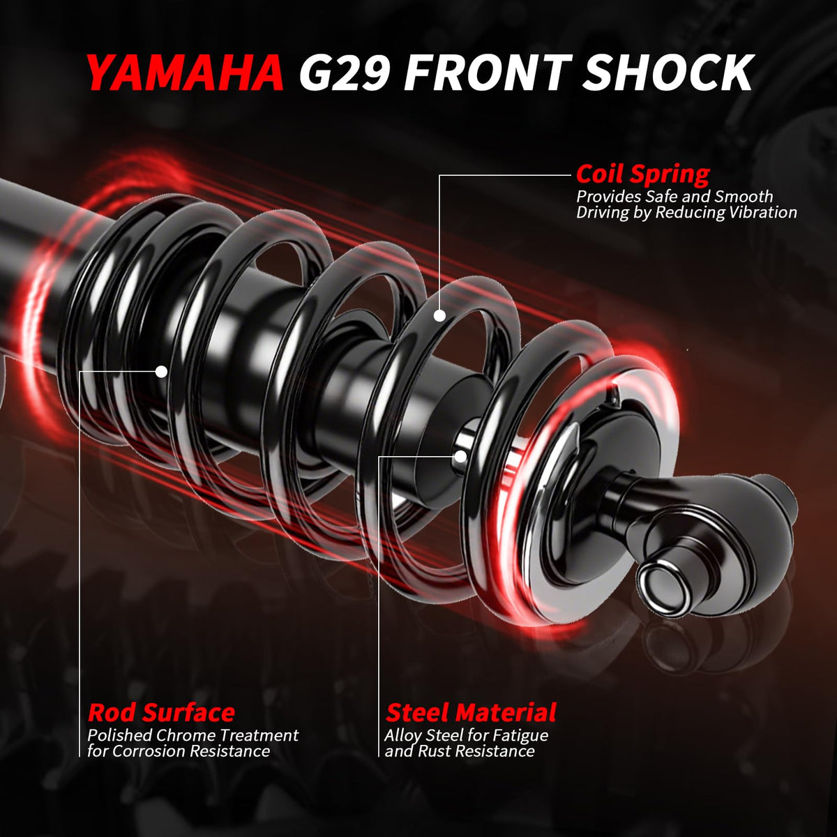 CASISPRO Yamaha Drive G29 shock construction highlights corrosion-resistant body.
