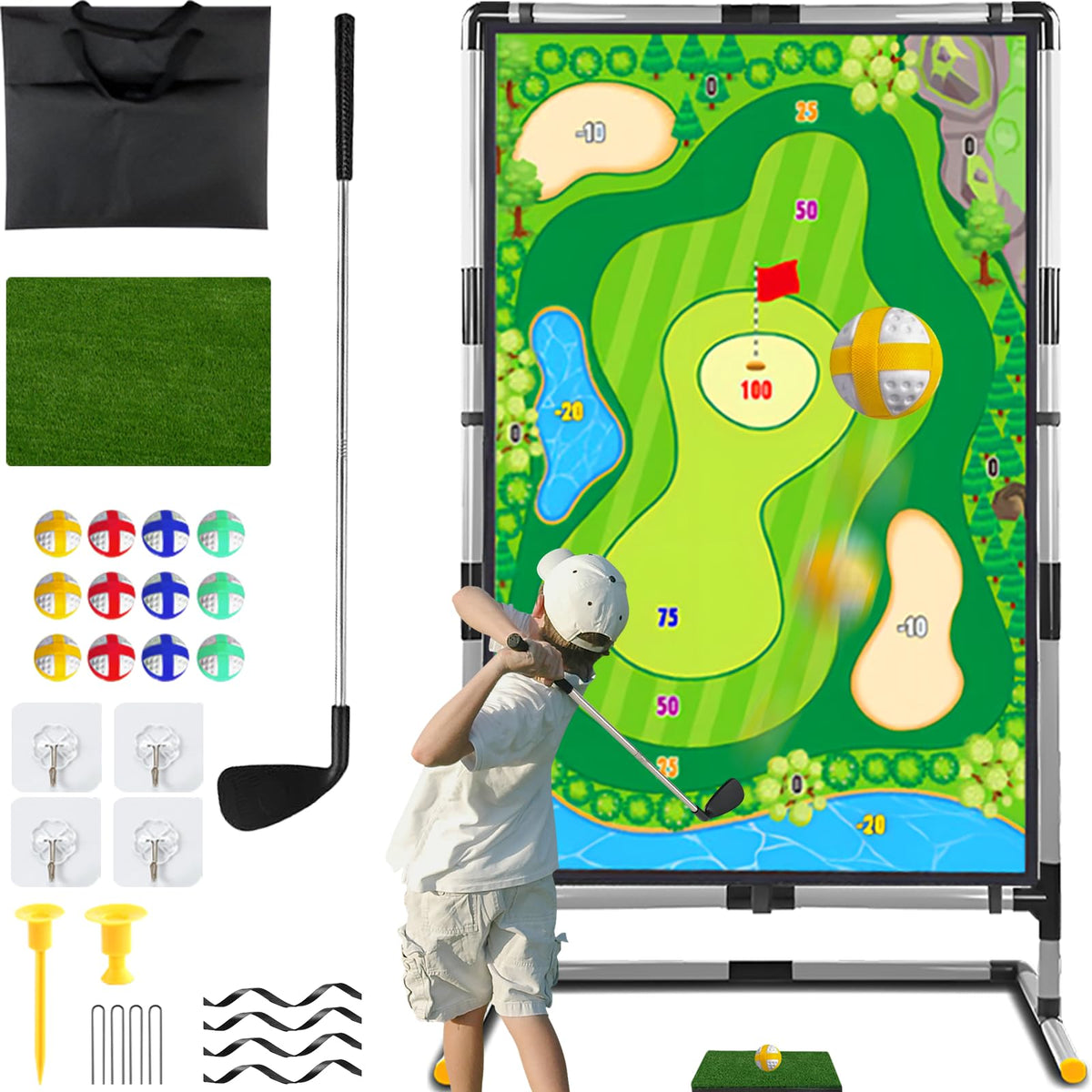 Cecnamt Golf Chipping Game: double-sided hitting mat for versatile practice.