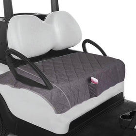 Cemgyiuk waterproof plush-top golf cart seat cover shields seats from rain and snow.