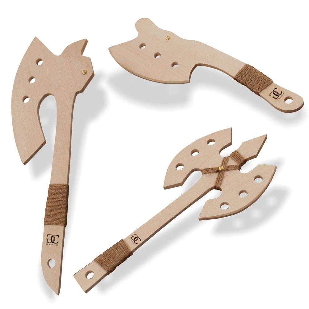 CG HOME wooden axes 3-pack, handmade with smooth handles for outdoor play.