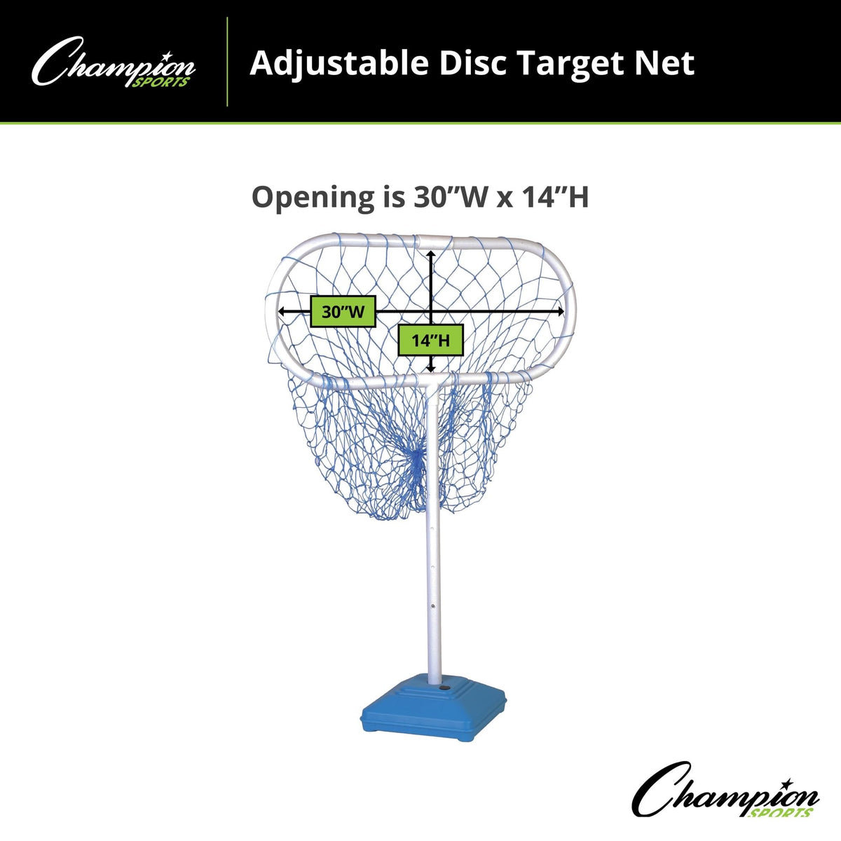 Champion Sports Disc Target Net height adjustment enables versatile toss practice.