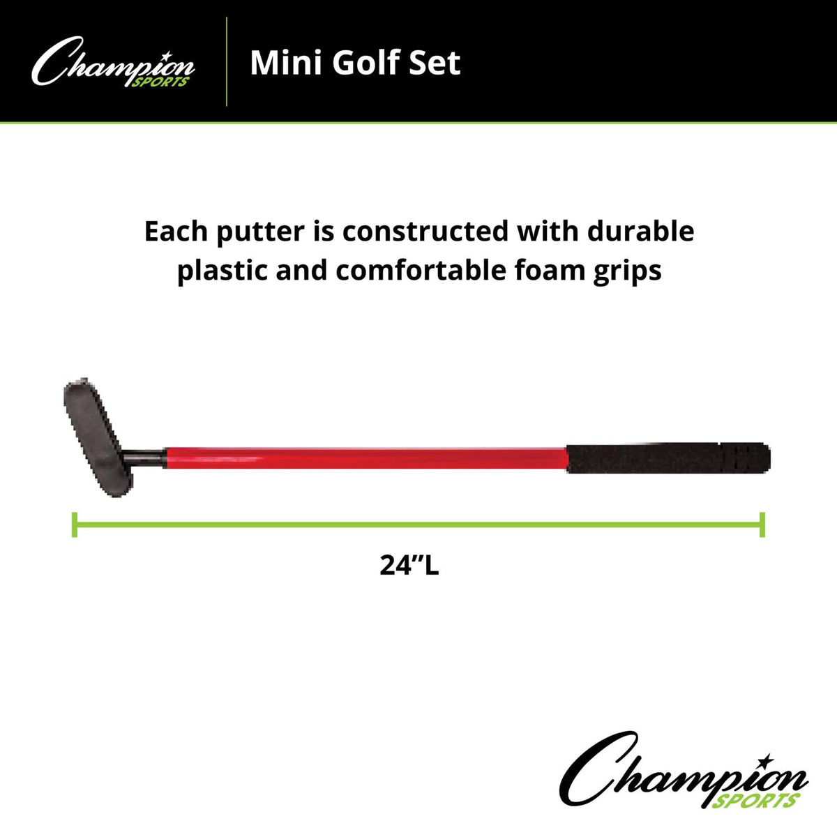Champion Sports colors support color recognition during group mini golf play.